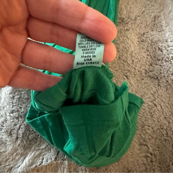 Monrow Green Flat Ribbed 94% Cotton Shortsleeve Form Fitting Collar Polo Dress M - Picture 14 of 16